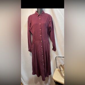 Vintage Alain Toussant, Burgundy Button-Down Dress